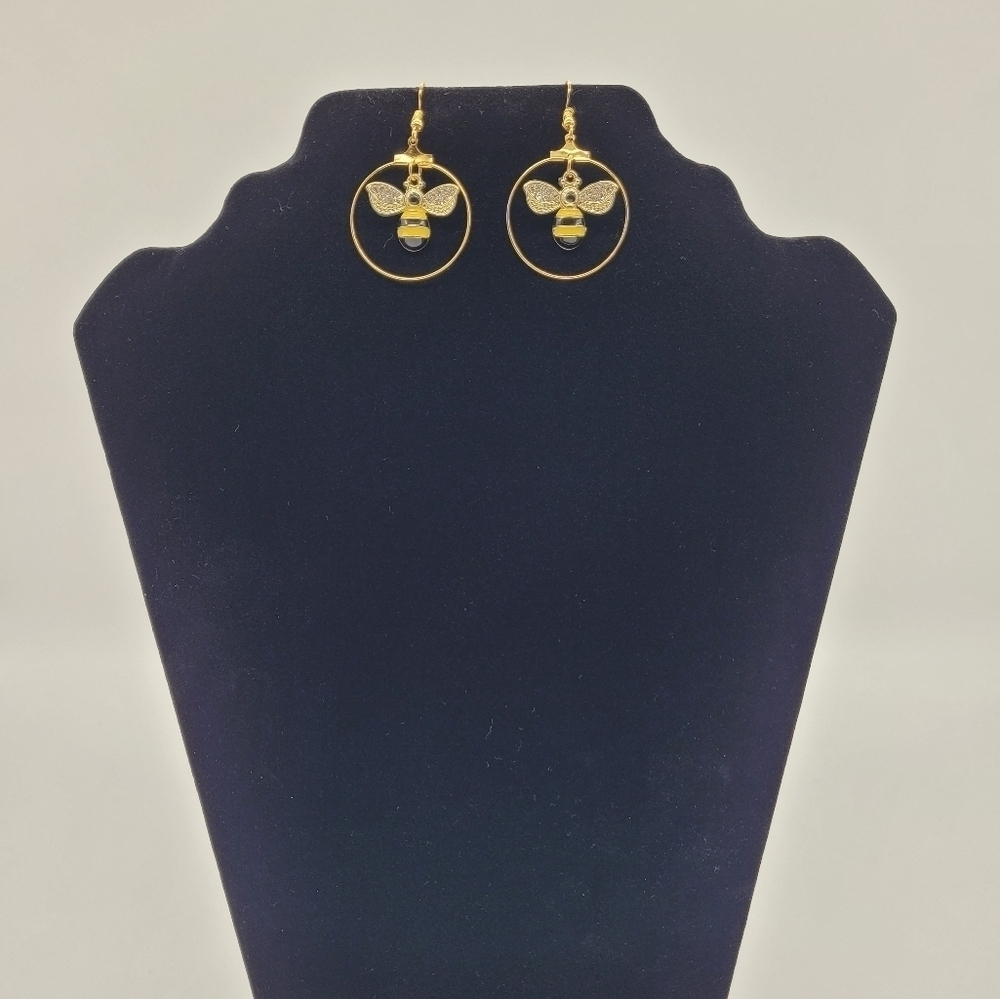 Handmade Gold-Tone Hoop Earrings​​​ - Picture 2 of 3